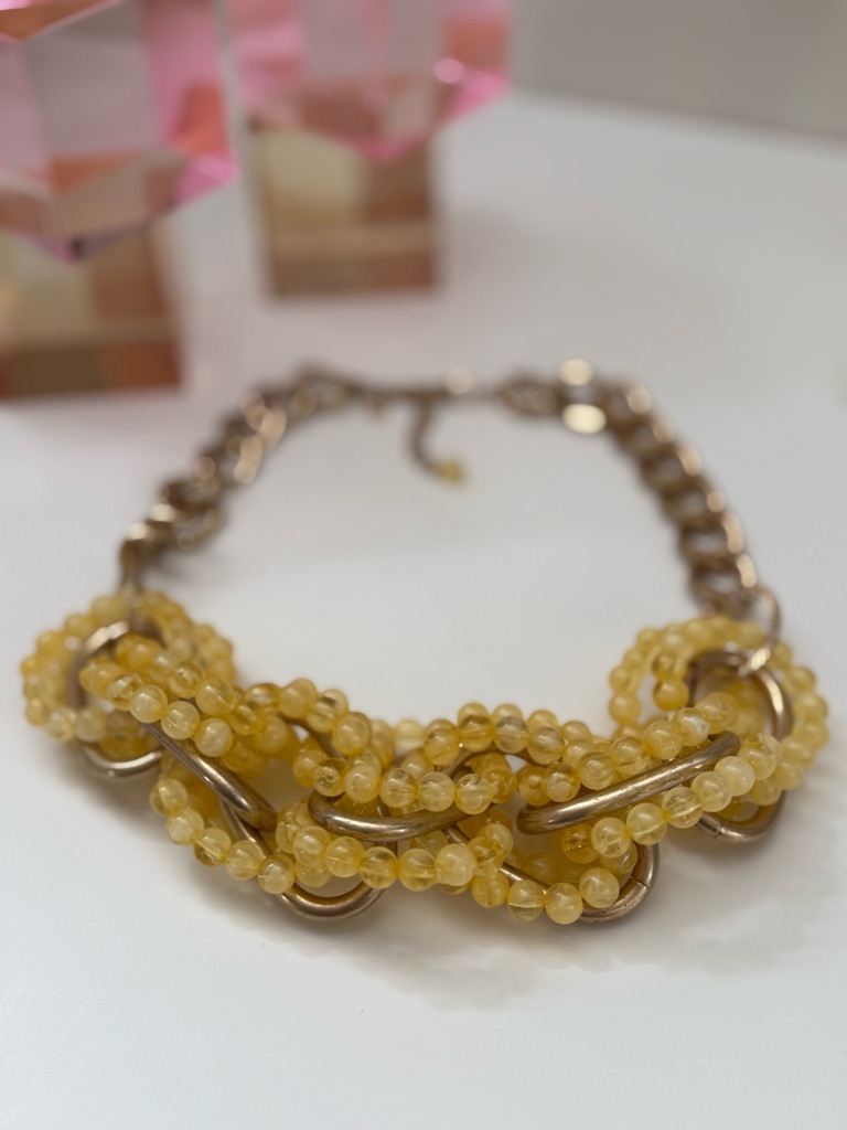 Lydell Nyc Yellow Beaded Chunky Statement Necklace
